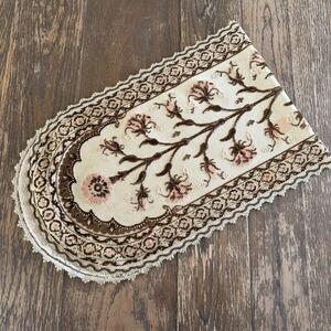 VTG Table Runner 44" Long Baroque Style Floral Tapestry Jacquard Art Deco *Stain